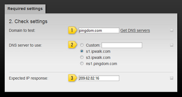 DNS monitoring setup with Pingdom