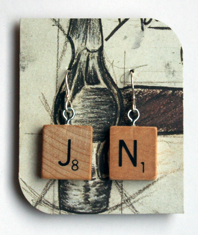 Scrabble tile earrings for Jenny