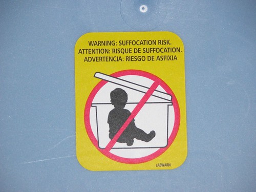 A clear warning - do not store baby in plastic tub