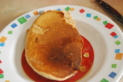 Whole wheat pancake with syrup