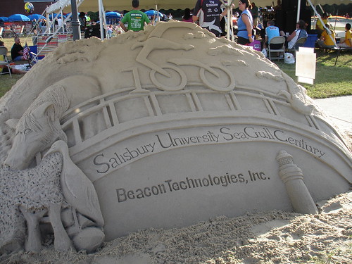Sand sculpture at the finish