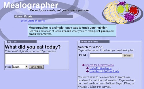 Mealographer user interface screenshot