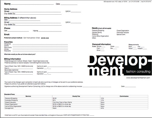 Development Fashion Consulting Client Information Template
