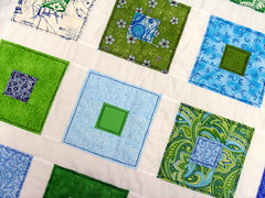 blue green quilt detail