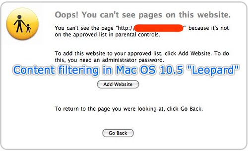 Content filtering in Mac OS 10.5 Leopard