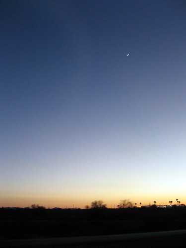 Crescent Moon, Desert Sunset