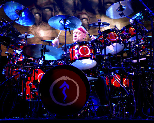 on the drum kit Neil Peart!