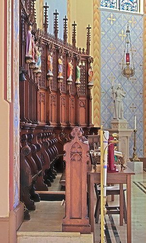 Sainte Genevieve Roman Catholic Church, in Sainte Genevieve, Missouri, USA - choir stalls