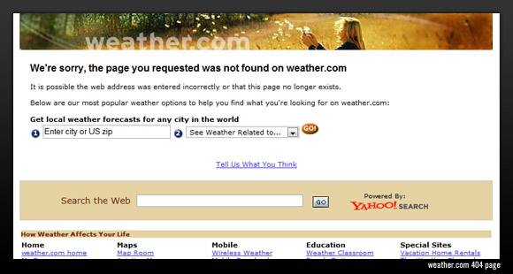 Weather.com 404 error page