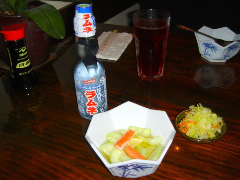 Cucumber salad and tsukemono