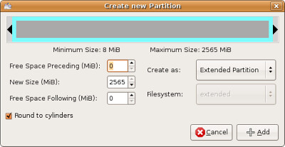 create new extended primary partition for linux instalation
