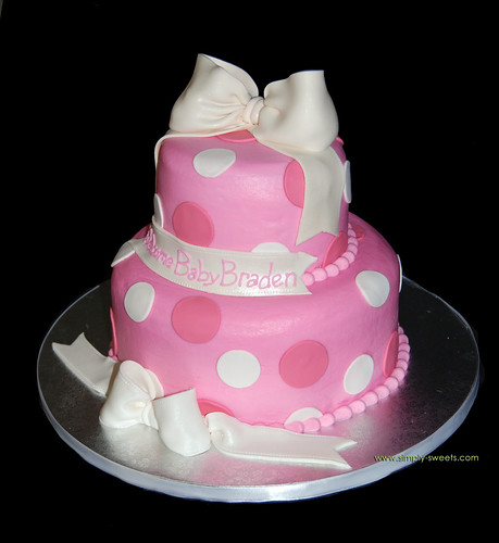 pink and white 2 tier baby shower