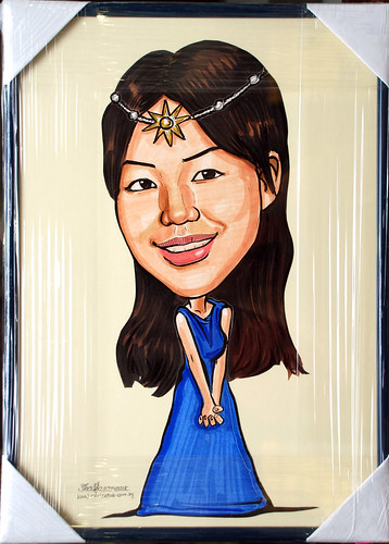 Caricature princess cutout framed