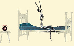 skeleton waking up by primatebonz