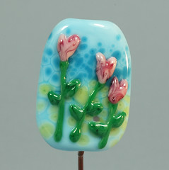 Love Blooms BlueBetween Lampwork Glass Bead