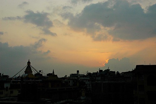 Boudha Stupa at Sunset from Tharlam Guesthouse Roof Nepal by Wonderlane