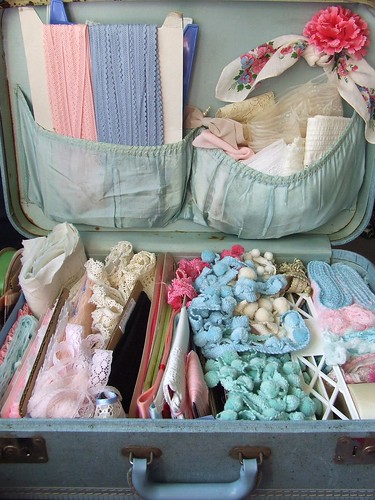 Another vintage suitcase filled... by littlepinkstudio.