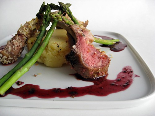 Herb Crusted Rack of Lamb with Red Wine Reduction