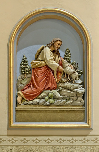 Saint Anthony of Padua Roman Catholic Church, in Saint Louis, Missouri, USA - bas-relief of Jesus and lamb
