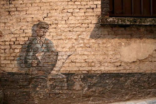 Painted man on wall