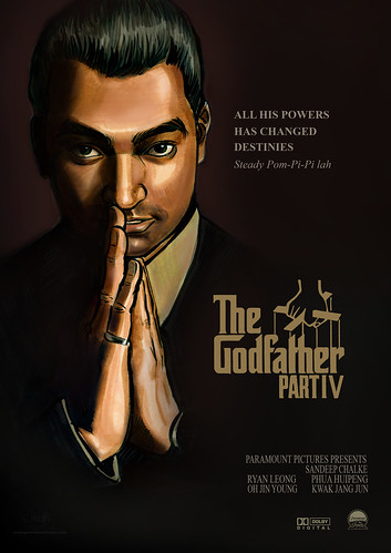 Portrait illustration The GodFather IV poster edited with text (flattened)