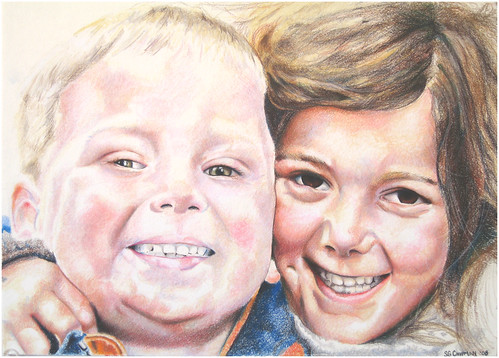 Colored pencil drawing entitled Nate & Hannah