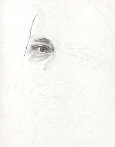 In-progress scan of graphite portrait entitled KSmith