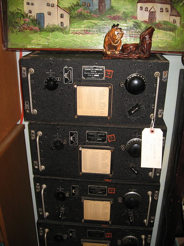 Stack of US Army Signal Corps transmitter tuning units