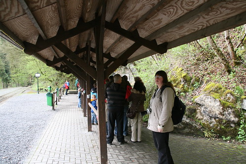 Waiting in line at Han cave entrance
