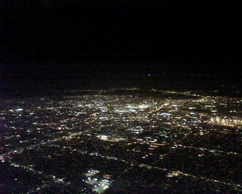 We passed over Las Vegas before gliding over the lights of LA at left and 