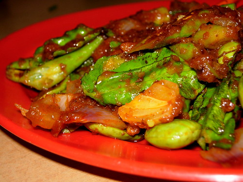 sambal petai, asparagus and beans