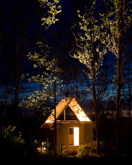 Cabin at night