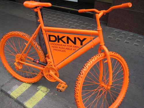 DKNY orange bicycle in London