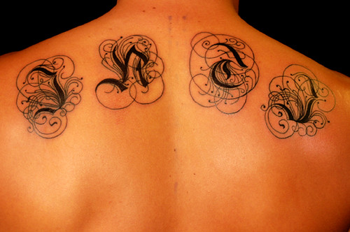 tattoo letters "inti". Miguel Angel Custom Tattoo Artist