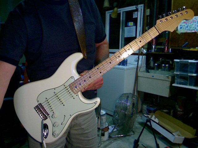 arctic white strat mint green pickguard