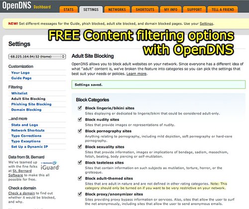 Content filtering options with OpenDNS