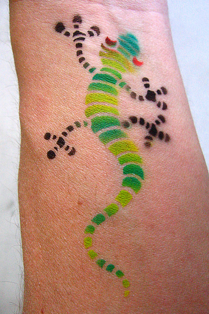 Gecko Tattoo. We went to a winter carnival and while I waited for the kids 