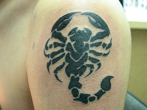 Scorpion zodiac sleeve tattoo