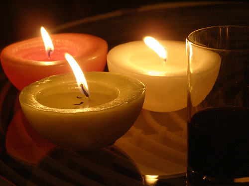 Candles and wine