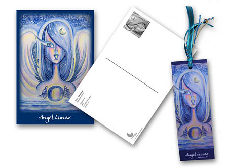 Postcard and bookmar Angel lunar