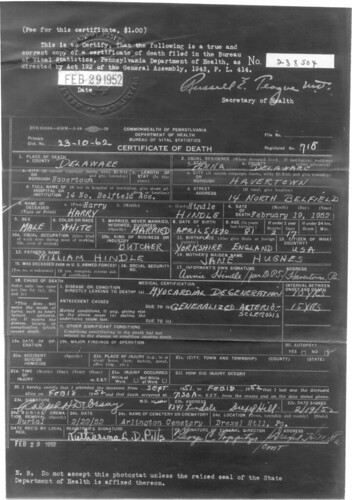 Harry Death Certificate