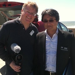 Big thrill for me. Met chief engineer of Toyota Prius, Hiroshi Kayukawa. More news on new Prius on Monday.