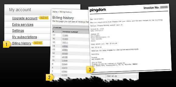 Pingdom billing history