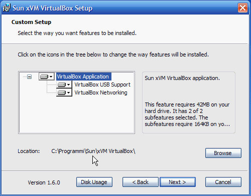Fig. 2 - VirtualBox - cambiato nome e cartella di installazione