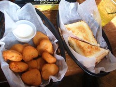 Mac and cheese bites and ham and cheese