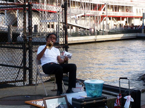 Trumpet player on the River