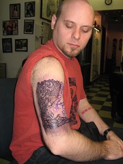 Ink Nerd in mid-tattooo