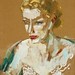 Portrait of Marina Salz 1952, oil and chalk on board