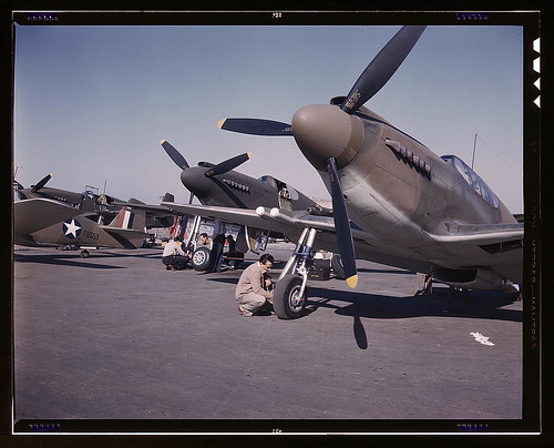Warbird picture - P-51 (&quot;Mustang&quot;) fighter planes being prepared for test flight at the field of the North American Aviation, Inc., plant in Inglewood, Calif. (LOC)