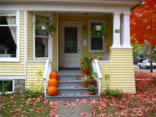 Yellow House Porch in the Fall